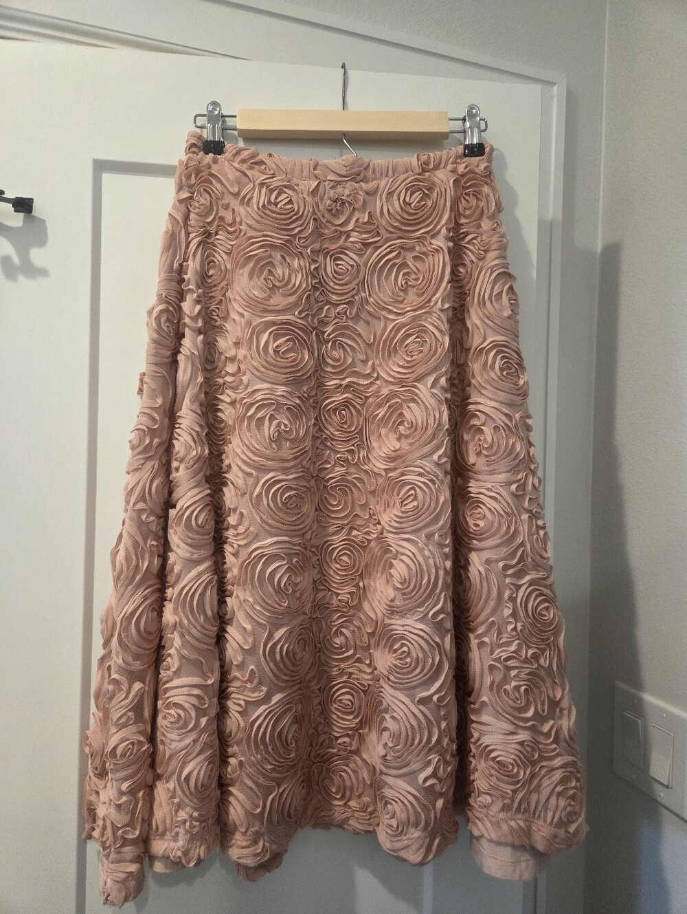 HD In Paris By Anthropologie - Women's Blush Rose-Texture A-Line Midi Skirt